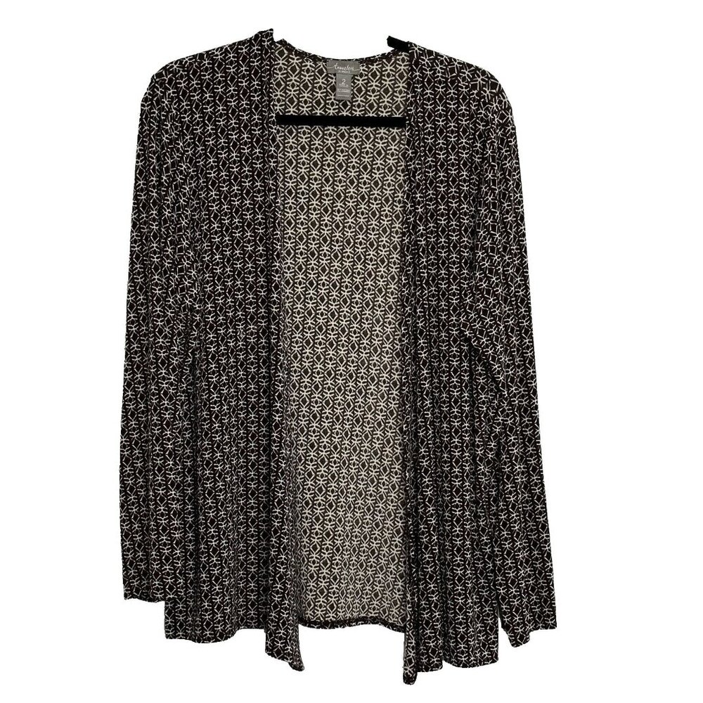 Chico's Women's Travelers Open Cardigan Long Sleeve Stretch Size 2 L Brown